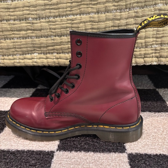 Dr. Martens Cherry Red Leather Boots - Picture 6 of 9